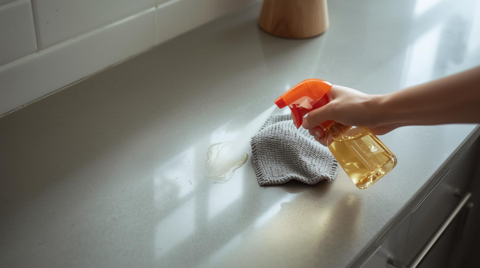 blog image of a degreaser cleaning grease off a counter. please be aesthetic